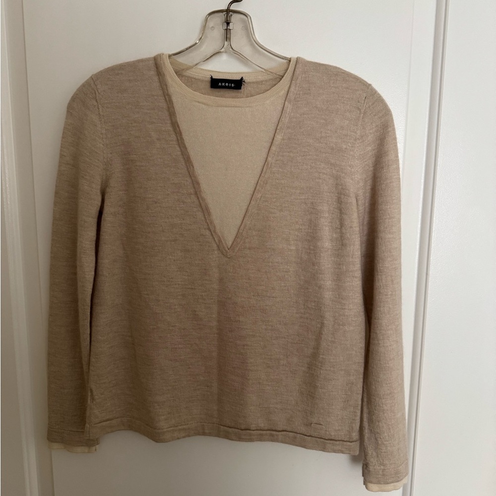 AKIRA Cream V-Neck Sweater